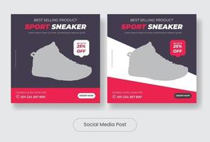 set di banner modello post social media sneaker vettore