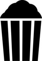 Popcorn icona o simbolo nel nero e bianca colore. vettore