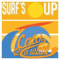 surf is up tipografia tshirt stampa grafica di design etichetta distintivo poster vettoriale vintage retrò