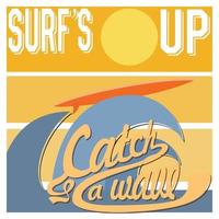 surf is up tipografia tshirt stampa grafica di design etichetta distintivo poster vettoriale vintage retrò