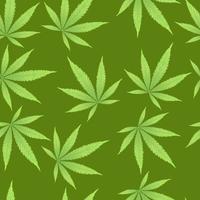 foglie di cannabis su sfondo verde seamless pattern foglie di cannabis verde isolato su verde vettore