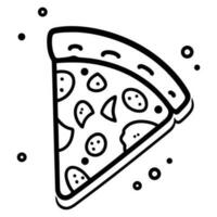 Pizza nel piatto linea arte stile vettore