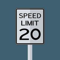 Stati Uniti d'America traffico stradale segno di trasporto limite di velocità 20 su sfondo bianco vettore