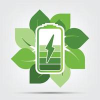 ecologia di concetto di energia verde lascia la batteria vettore