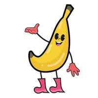 vettore cartone animato giallo Banana frutta, stilizzato