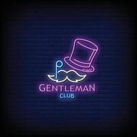 gentleman club insegne al neon stile testo vettoriale