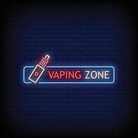 vaping zone insegne al neon stile testo vettoriale