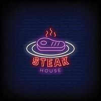 steak house logo insegne al neon stile testo vettoriale