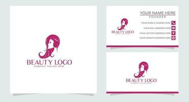 donne viso con fiore logo design e attività commerciale carta. naturale donne logo per bellezza salone, terme, cosmetici, e pelle cura logo vettore