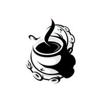 coffe e polpo, vettore illustrazione di un polpo o tentacolo avvolto in giro un' tazza di caffè