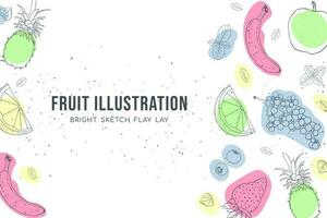 frutta illustrazione schizzo stile luminosa macchie copertina design vettore