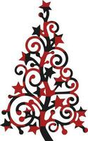 Natale alberi impostato con bufalo plaid ornamento nel rosso tartan plaid per festivo sfondo. design per saluto carta, modello, striscione. vettore piatto illustrazione.