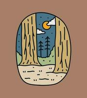 sequoia sequoia nazionale parco mono linea grafico illustrazione vettore per maglietta, distintivo, toppa design