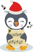 divertente pinguino cantando Natale canzone vettore