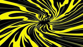 giallo-nero sfondo con turbine di spirale energia. spirale tunnel. vettore