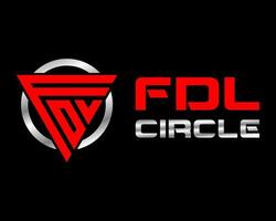 un' nero e rosso fdl lettera logo con un' argento cerchio nel il mezzo. vettore