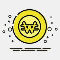 icona coreano ha vinto moneta. Sud Corea elementi. icone nel mbe stile. bene per stampe, manifesti, logo, annuncio, infografica, eccetera. vettore