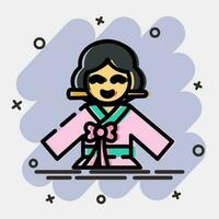 icona Sud coreano donna. Sud Corea elementi. icone nel comico stile. bene per stampe, manifesti, logo, annuncio, infografica, eccetera. vettore