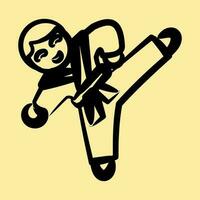 icona taekwondo marziale arti. Sud Corea elementi. icone nel mano disegnato stile. bene per stampe, manifesti, logo, annuncio, infografica, eccetera. vettore