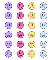 pixel emoji impostare, colorato emoticon, retrò stile, 1990 anni 2000, nostalgia, vettore illustrazione