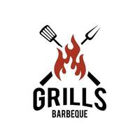 semplice e moderno premium barbecue logo design cibo o griglia modello illustrazione vettoriale concetto