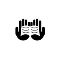 mano semplice libro minimo illustrazione vettoriale icona logo design