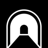nero e bianca tunnel icona nel piatto stile. vettore