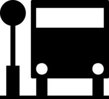 nero e bianca autobus fermare nel piatto stile. glifo icona o simbolo. vettore