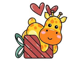 giraffa cartone animato carino per san valentino giorno vettore