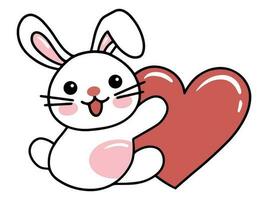 coniglio cartone animato carino per san valentino giorno vettore