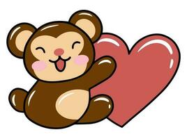 scimmia cartone animato carino per san valentino giorno vettore