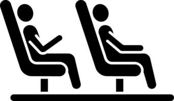 personaggio di Due passeggeri seduta su sedie. glifo icona o simbolo. vettore
