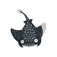 carino cartone animato mare pesce Stingray , piatto stile illustrazione. vettore