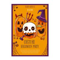 Carino Halloween Flyer con zucche vettore