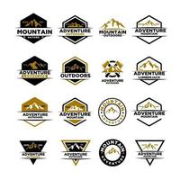 set collezione premium mountain adventure outdoor badge vector logo icon design