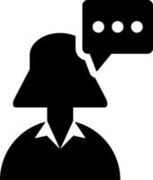 nero e bianca illustrazione di femmina parlando o chat icona. vettore