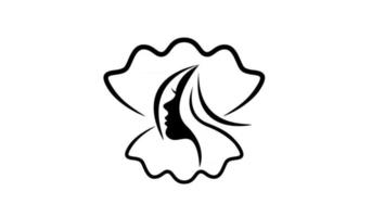 semplice perla shell bellezza viso silhouette vettore nero icona logo design illustrazione piatta