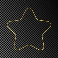 oro raggiante arrotondato stella forma telaio isolato su buio sfondo. brillante telaio con raggiante effetti. vettore illustrazione.