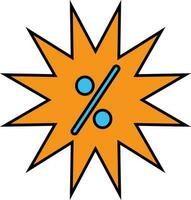 blu percentuale cartello nel arancia etichetta. vettore