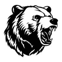 feroce orso, arrabbiato orso viso lato, orso portafortuna logo, orso nero e bianca animale simbolo design. vettore