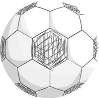 nero e bianca schizzo icona di calcio o calcio sfera. vettore