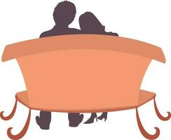 silhouette di coppia seduta su il panca. vettore