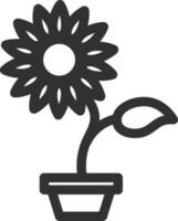 nero linea arte illustrazione di sole fiore pianta icona. vettore