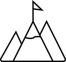 linea arte illustrazione di sabbia montagne con bandiera icona. vettore