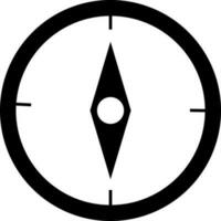 illustrazione di un' nero bussola. glifo icona o simbolo. vettore