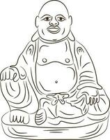 seduta ridendo buddha. linea arte illustrazione. vettore