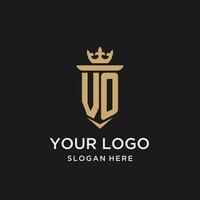 vo monogramma con medievale stile, lusso e elegante iniziale logo design vettore