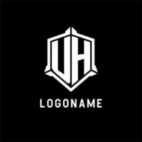 uh logo iniziale con scudo forma design stile vettore