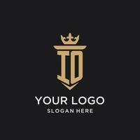 io monogramma con medievale stile, lusso e elegante iniziale logo design vettore