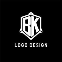 bk logo iniziale con scudo forma design stile vettore